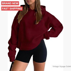 Oversized Drop Shoulder Hoodie with Kangaroo Pocket, Cotton Polyester Blend